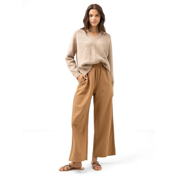 NWT Madewell The Carley Wide-Leg Pant Small Tan High Rise Stretch Minimalist - Picture 2 of 14